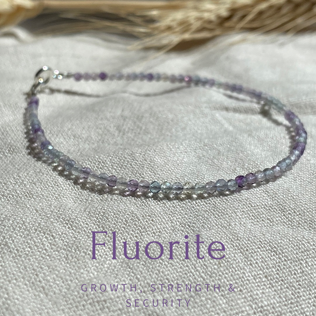 Gemstone beaded bracelet - Fluorite