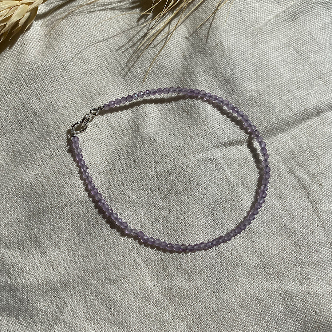 Gemstone beaded bracelet - Amethyst - February birthstone