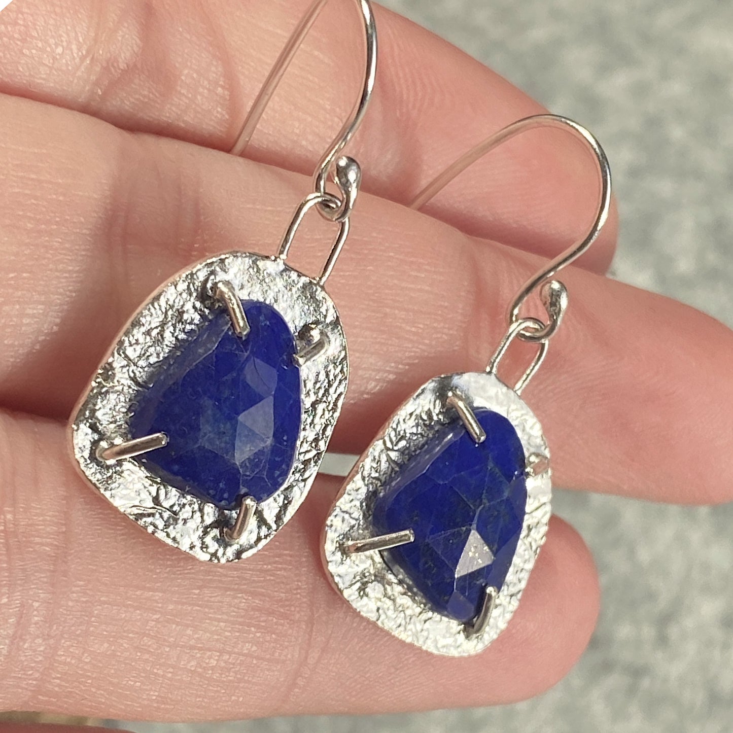 One of a kind - Lapis Lazuli rosecut freeform earrings
