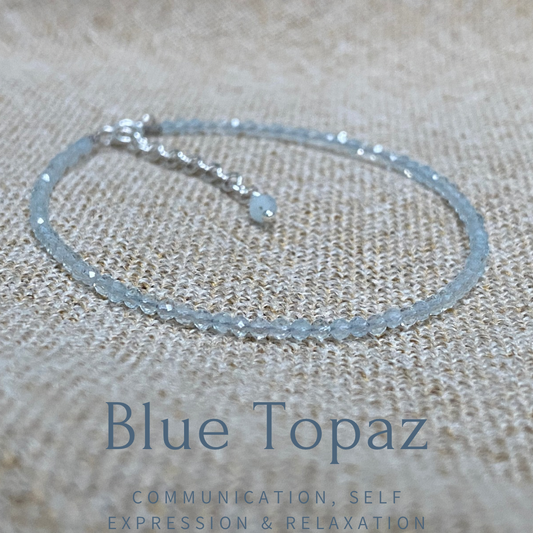 Gemstone beaded bracelet - Sky Blue Topaz - November Birthstone