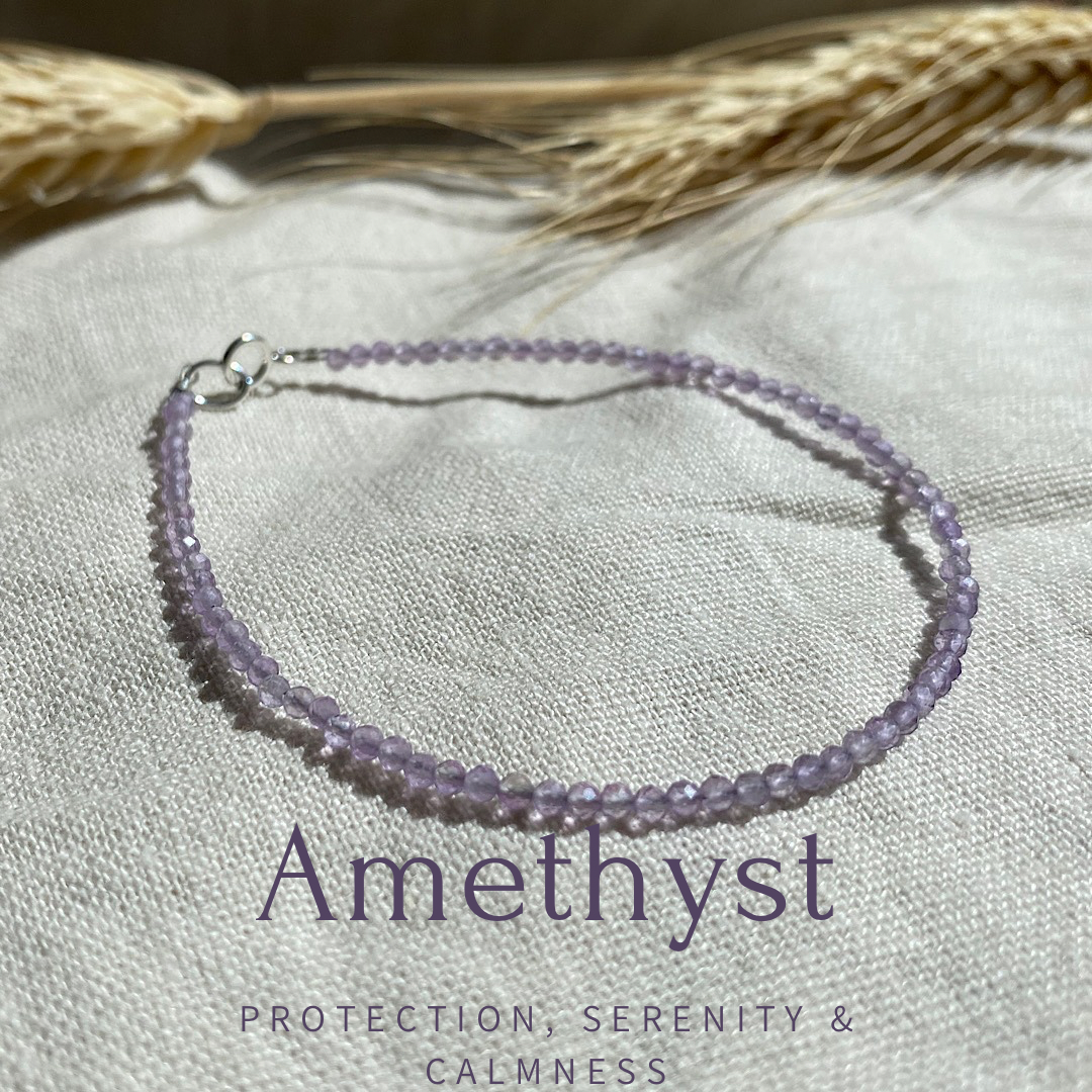 Gemstone beaded bracelet - Amethyst - February birthstone