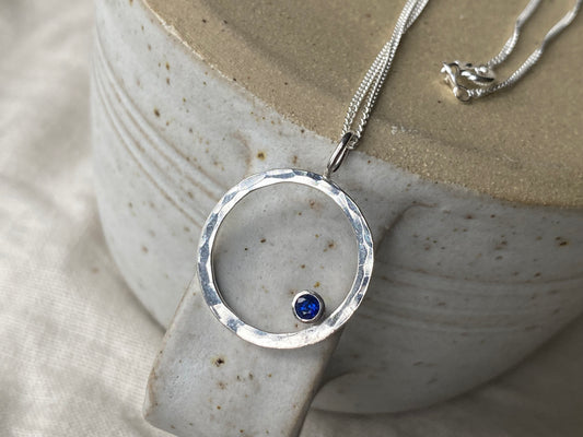 New - Blue kyanite sparkle hoop necklace