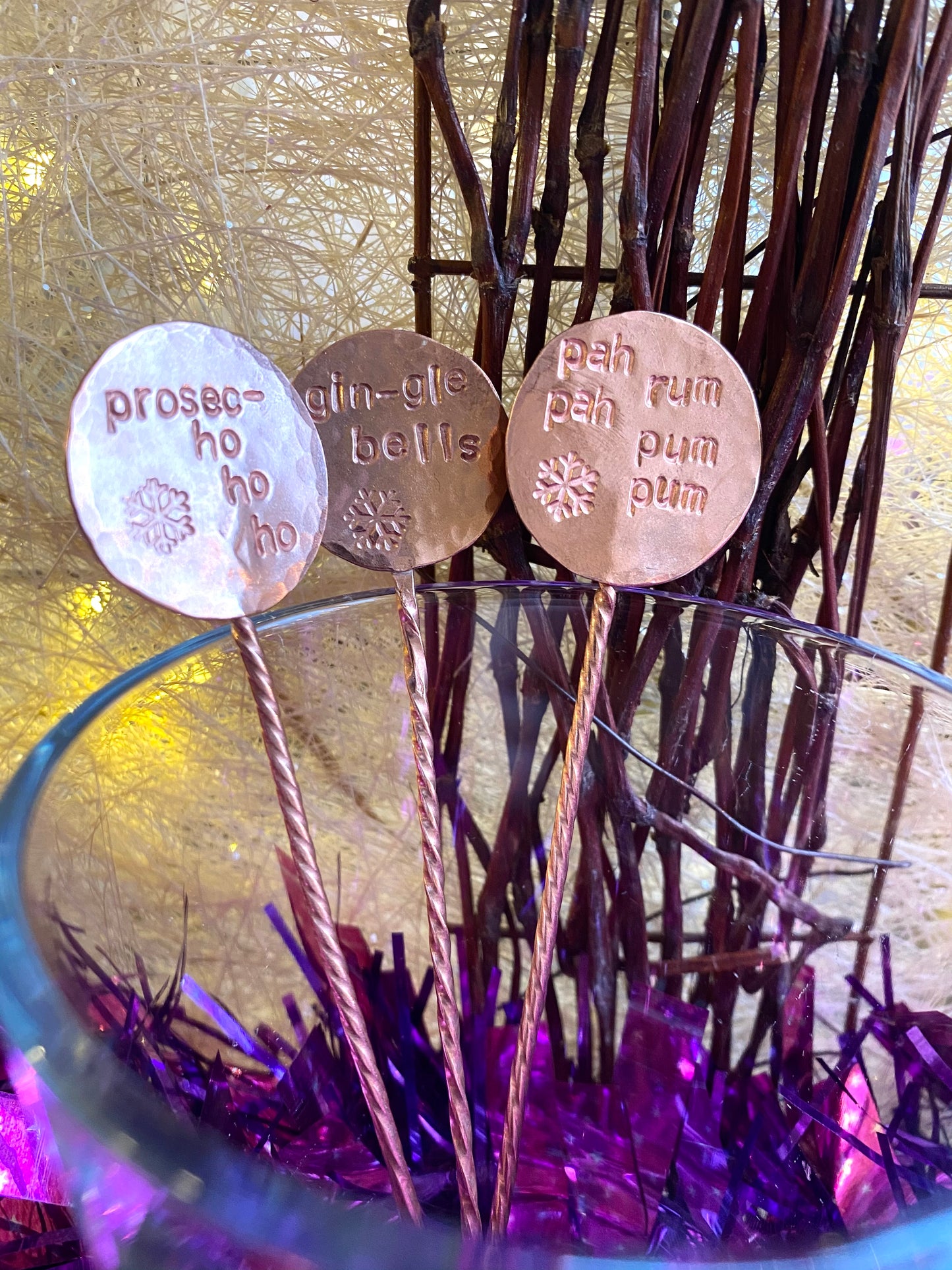 Copper drinks stirrers