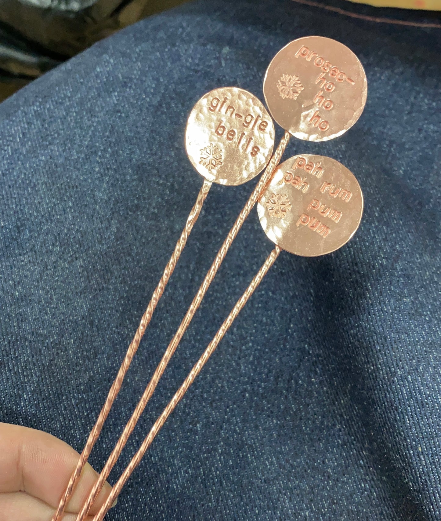 Copper drinks stirrers